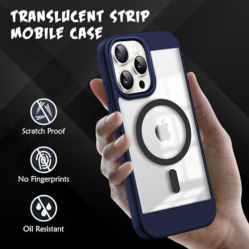 V-TAN Back Cover for iPhone 15 Pro Max Compatible Case, Strip, Transparent Clear, TPU, Protective Shockproof Cover (Black)