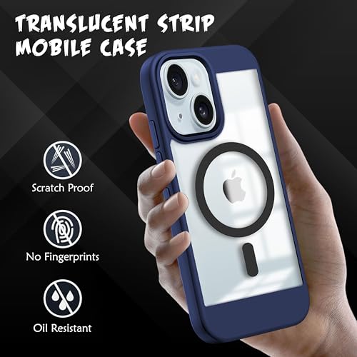 V-TAN Back Cover for iPhone 13 Compatible Case, Strip, Transparent Clear, TPU, Protective Shockproof Cover (Black)