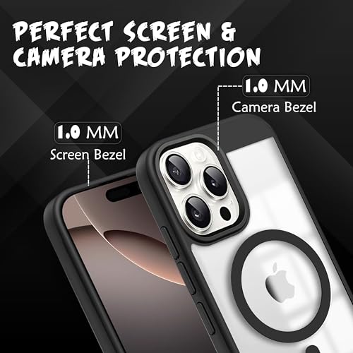 V-TAN Back Cover for iPhone 16 Pro Compatible Case, Strip, Transparent Clear, TPU, Protective Shockproof Cover (Black)
