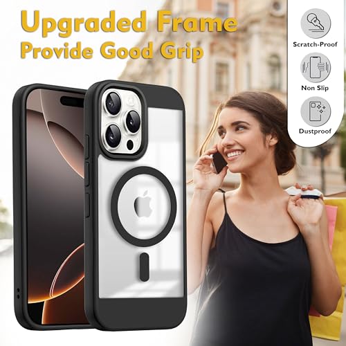 V-TAN Back Cover for iPhone 16 Pro Compatible Case, Strip, Transparent Clear, TPU, Protective Shockproof Cover (Black)