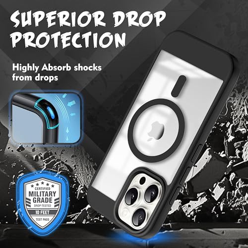 V-TAN Back Cover for iPhone 16 Pro Compatible Case, Strip, Transparent Clear, TPU, Protective Shockproof Cover (Black)