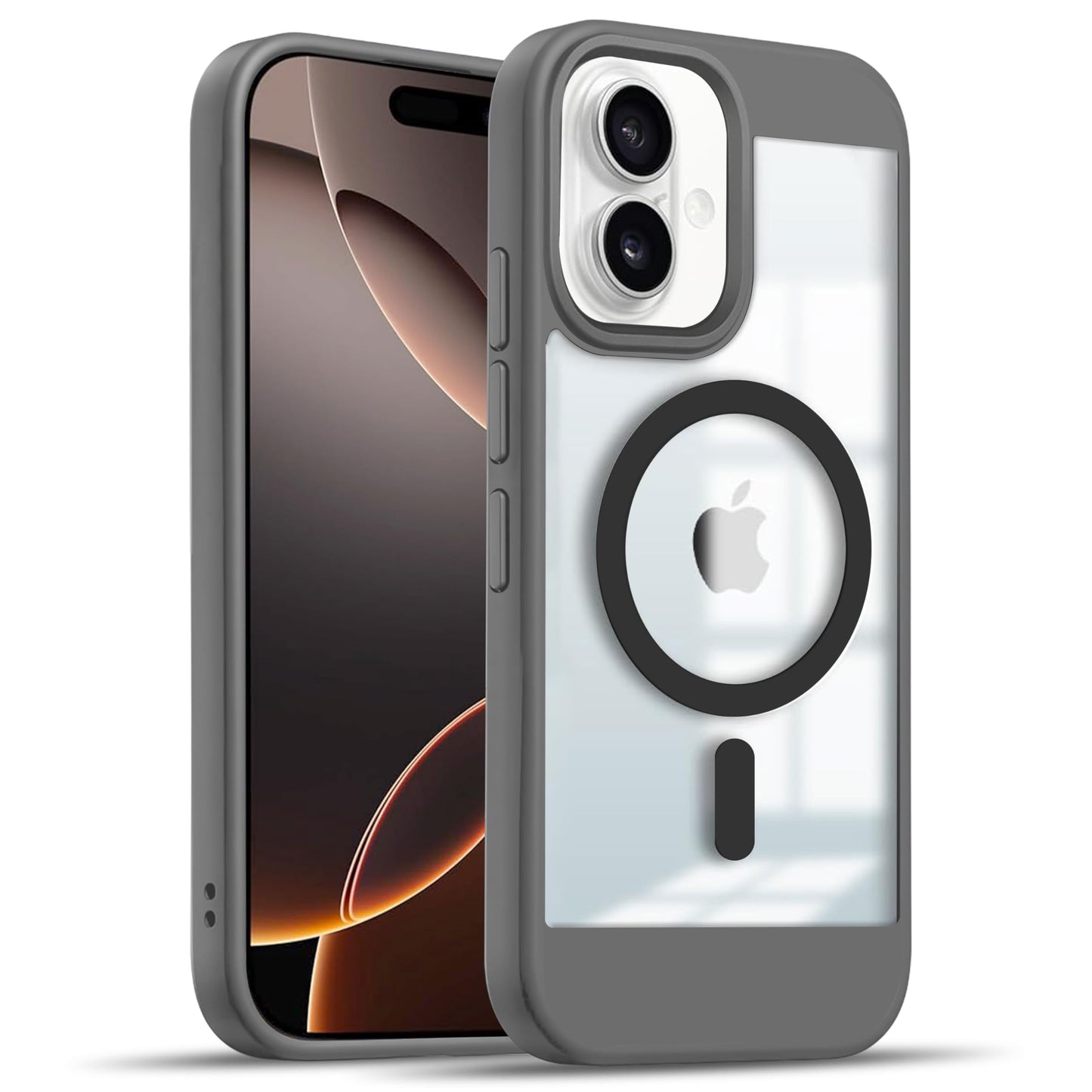 V-TAN Back Cover for iPhone 16 Plus Compatible Case, Strip, Transparent Clear, TPU, Protective Shockproof Cover (Black)
