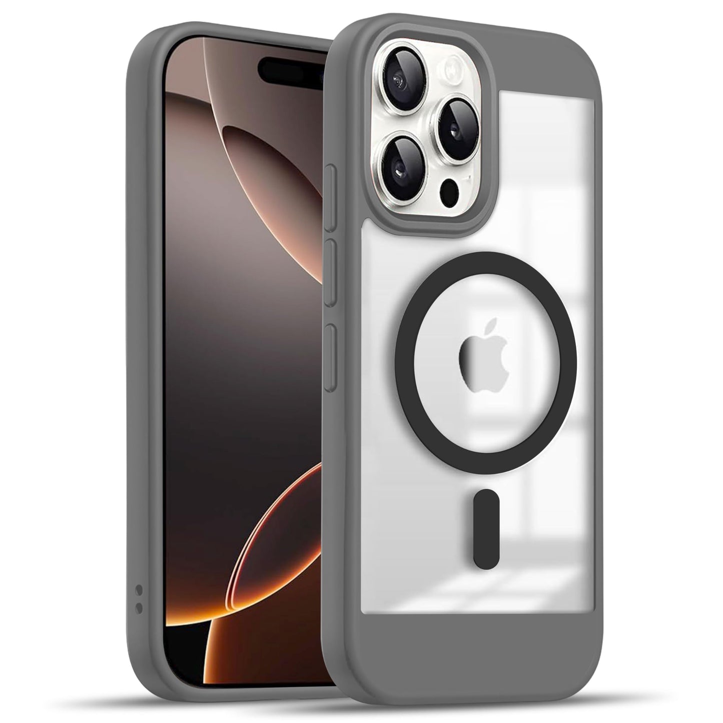 V-TAN Back Cover for iPhone 15 Pro Compatible Case, Strip, Transparent Clear, TPU, Protective Shockproof Cover (Black)