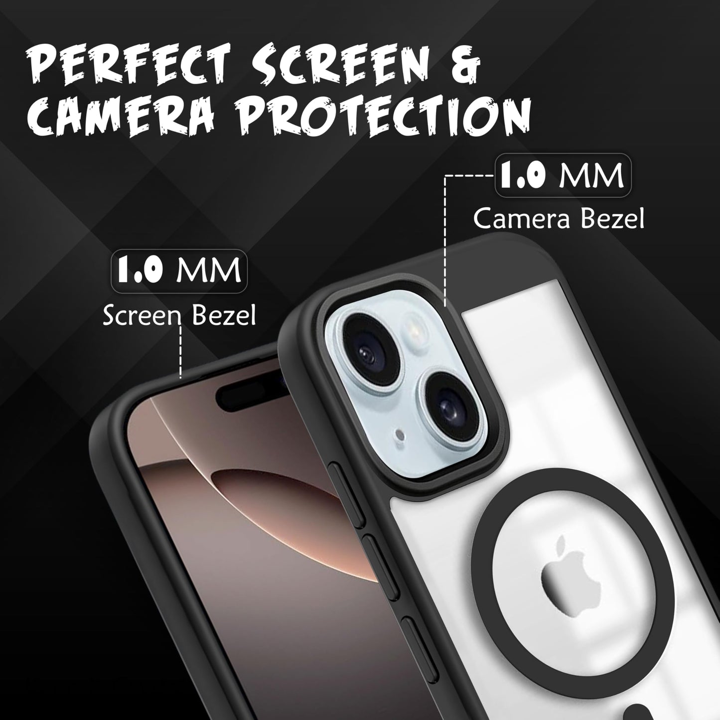 V-TAN Back Cover for iPhone 15 Plus Compatible Case, Strip, Transparent Clear, TPU, Protective Shockproof Cover