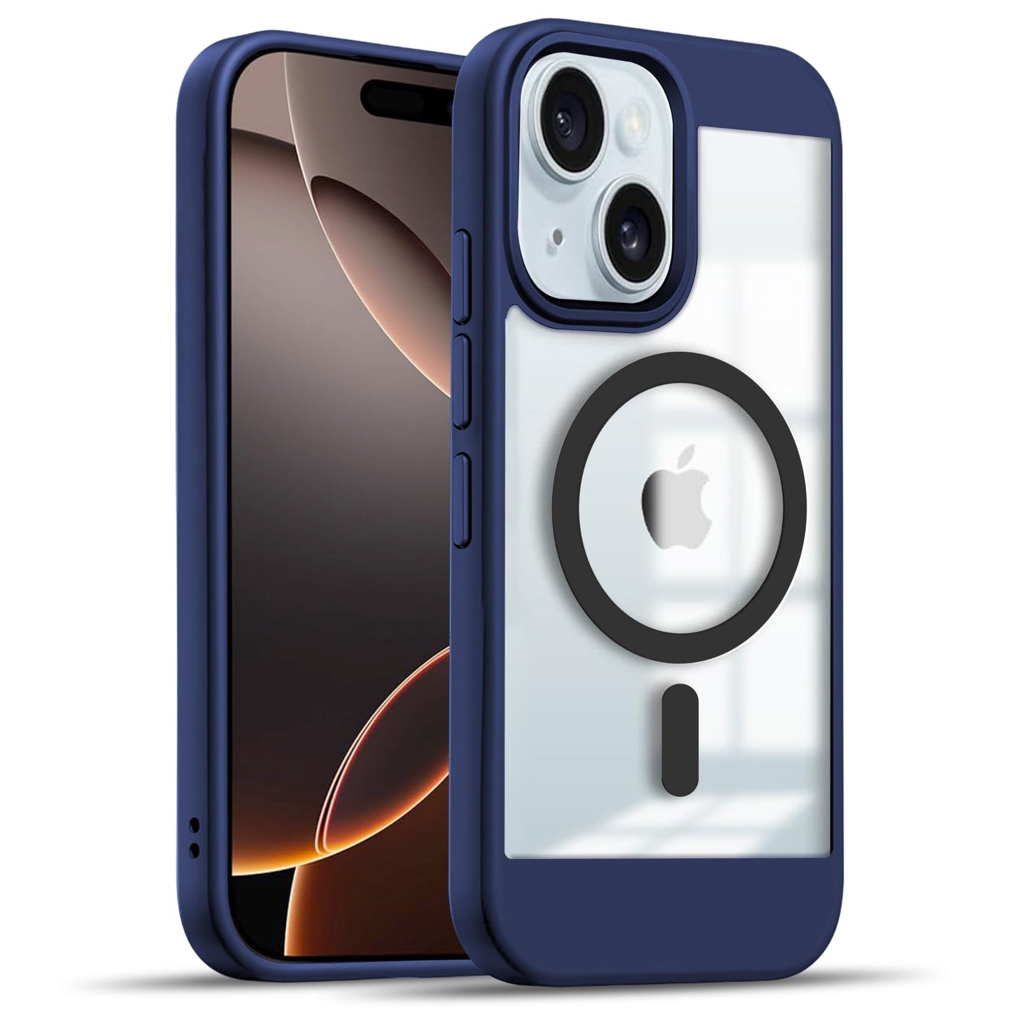 V-TAN Back Cover for iPhone 15 Plus Compatible Case, Strip, Transparent Clear, TPU, Protective Shockproof Cover