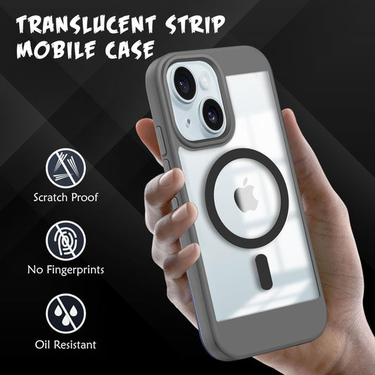 V-TAN Back Cover for iPhone 14 Compatible Case, Strip, Transparent Clear, TPU, Protective Shockproof Cover (Gray)