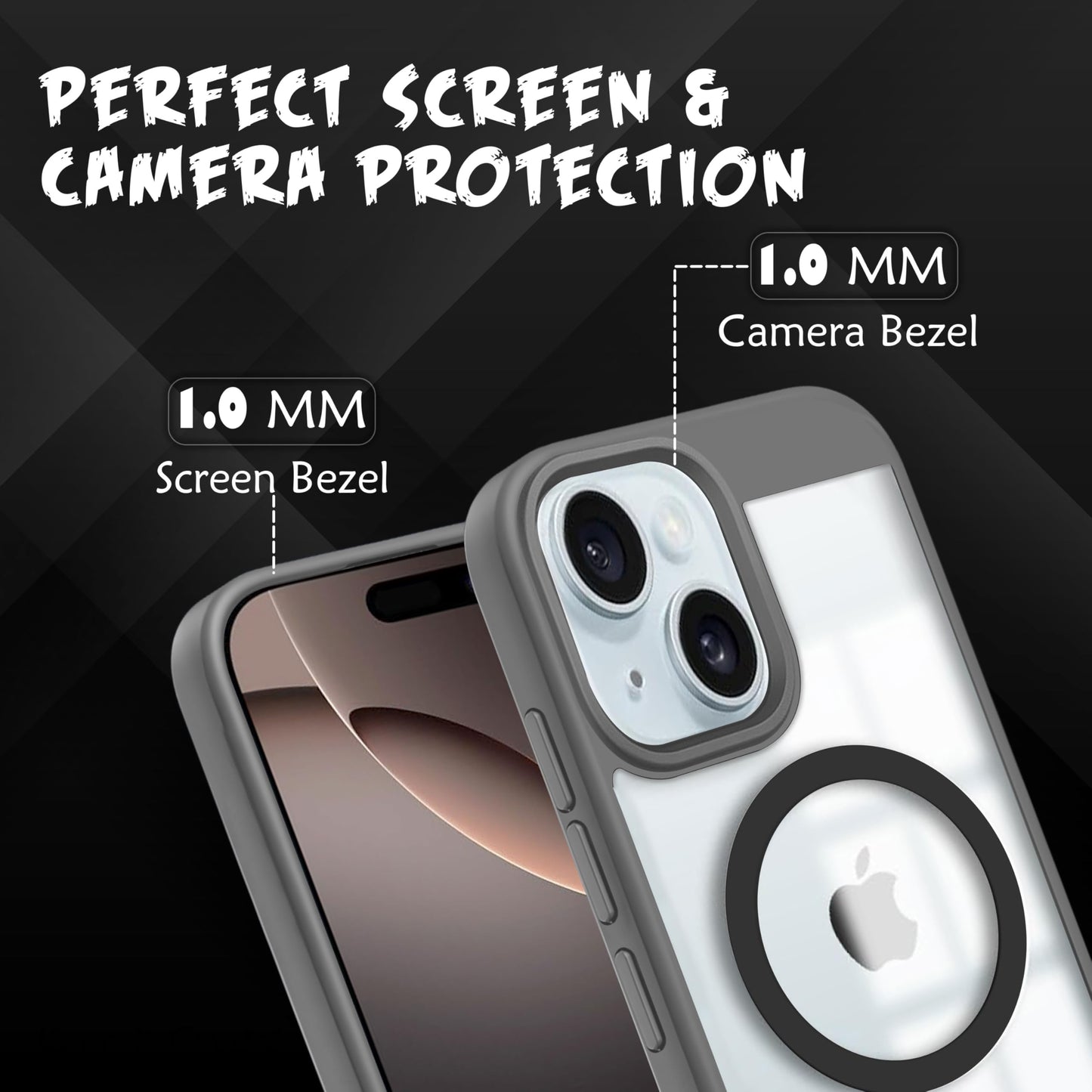 V-TAN Back Cover for iPhone 15 Plus Compatible Case, Strip, Transparent Clear, TPU, Protective Shockproof Cover