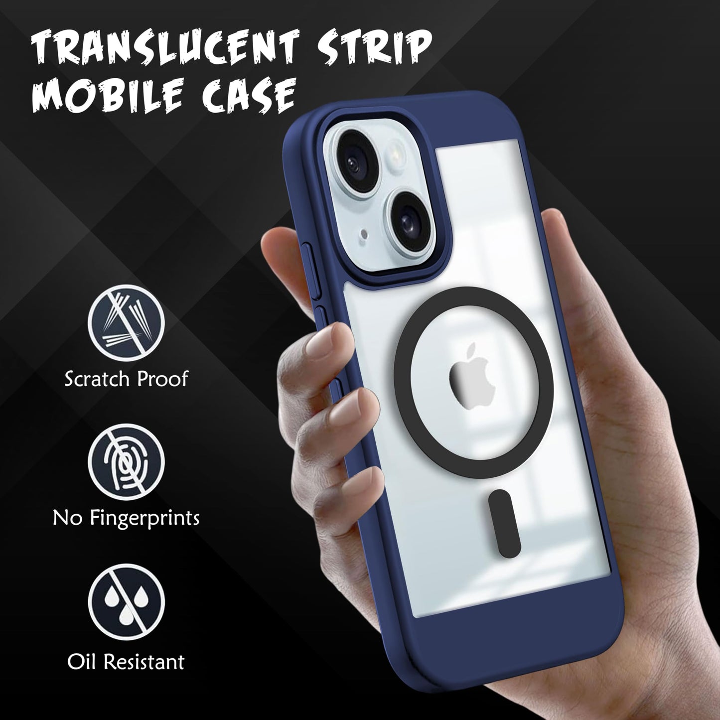 V-TAN Back Cover for iPhone 14 Compatible Case, Strip, Transparent Clear, TPU, Protective Shockproof Cover (Gray)