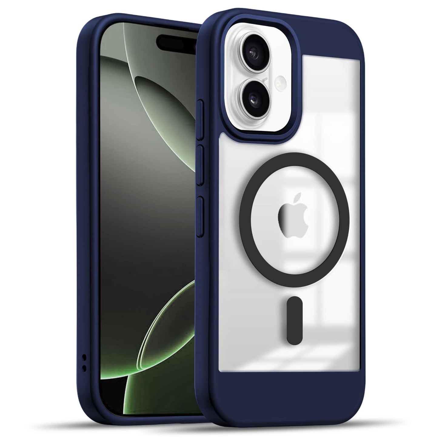 V-TAN Back Cover for iPhone 16 Plus Compatible Case, Strip, Transparent Clear, TPU, Protective Shockproof Cover (Black)