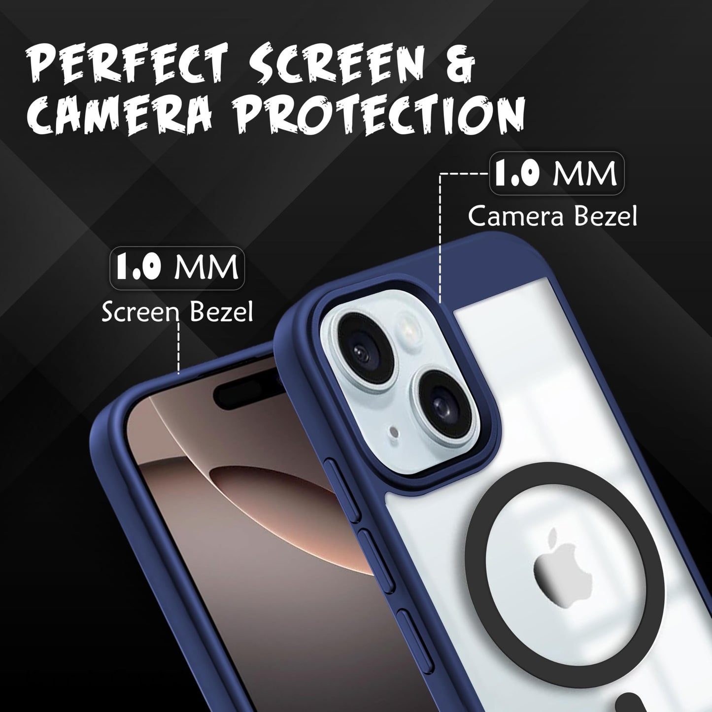 V-TAN Back Cover for iPhone 15 Plus Compatible Case, Strip, Transparent Clear, TPU, Protective Shockproof Cover