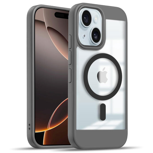 V-TAN Back Cover for iPhone 14 Compatible Case, Strip, Transparent Clear, TPU, Protective Shockproof Cover (Gray)
