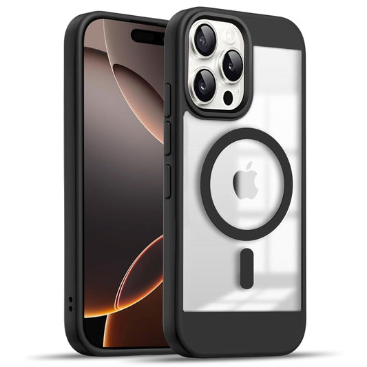 V-TAN Back Cover for iPhone 15 Pro Max Compatible Case, Strip, Transparent Clear, TPU, Protective Shockproof Cover (Black)