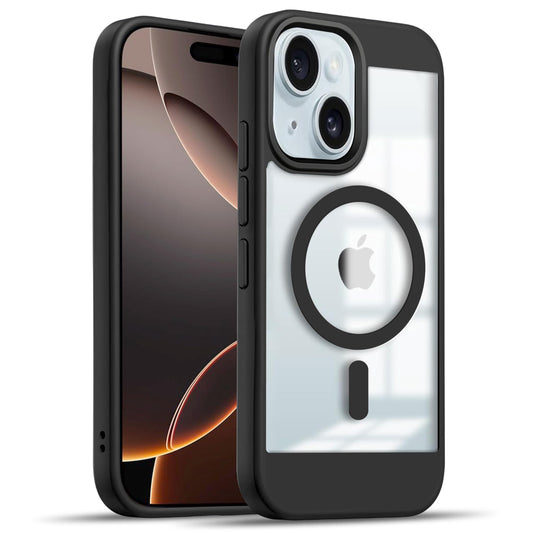 V-TAN Back Cover for iPhone 15 Compatible Case, Strip, Transparent Clear, TPU, Protective Shockproof Cover (Black)